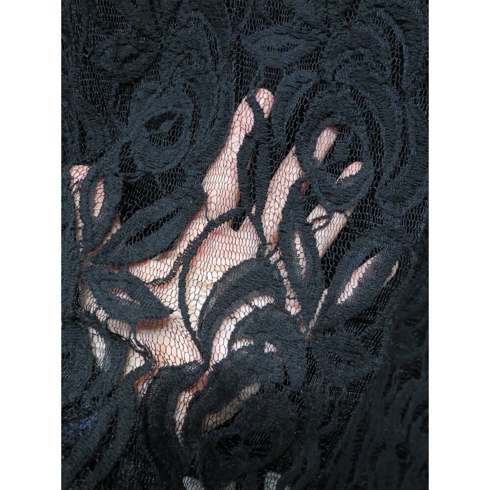 Apt 9 Plus Size 1x Black Floral Lace Top Blouse Short Sleeves Sheer - Picture 3 of 7